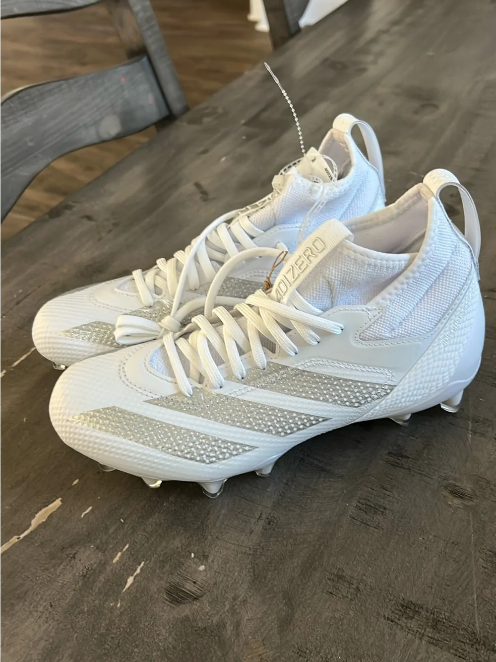 adidas Impact White and Silver Adizero Impact Football Cleats